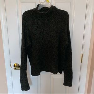 Dark Green Wooly Turtleneck Sweater with small design